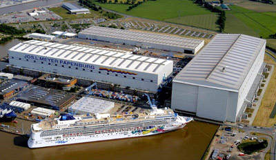 The Papenberg shipyard in Germany, where the AIDAbella is being constructed.